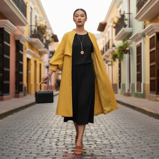 Yellow puff sleeve jacket
